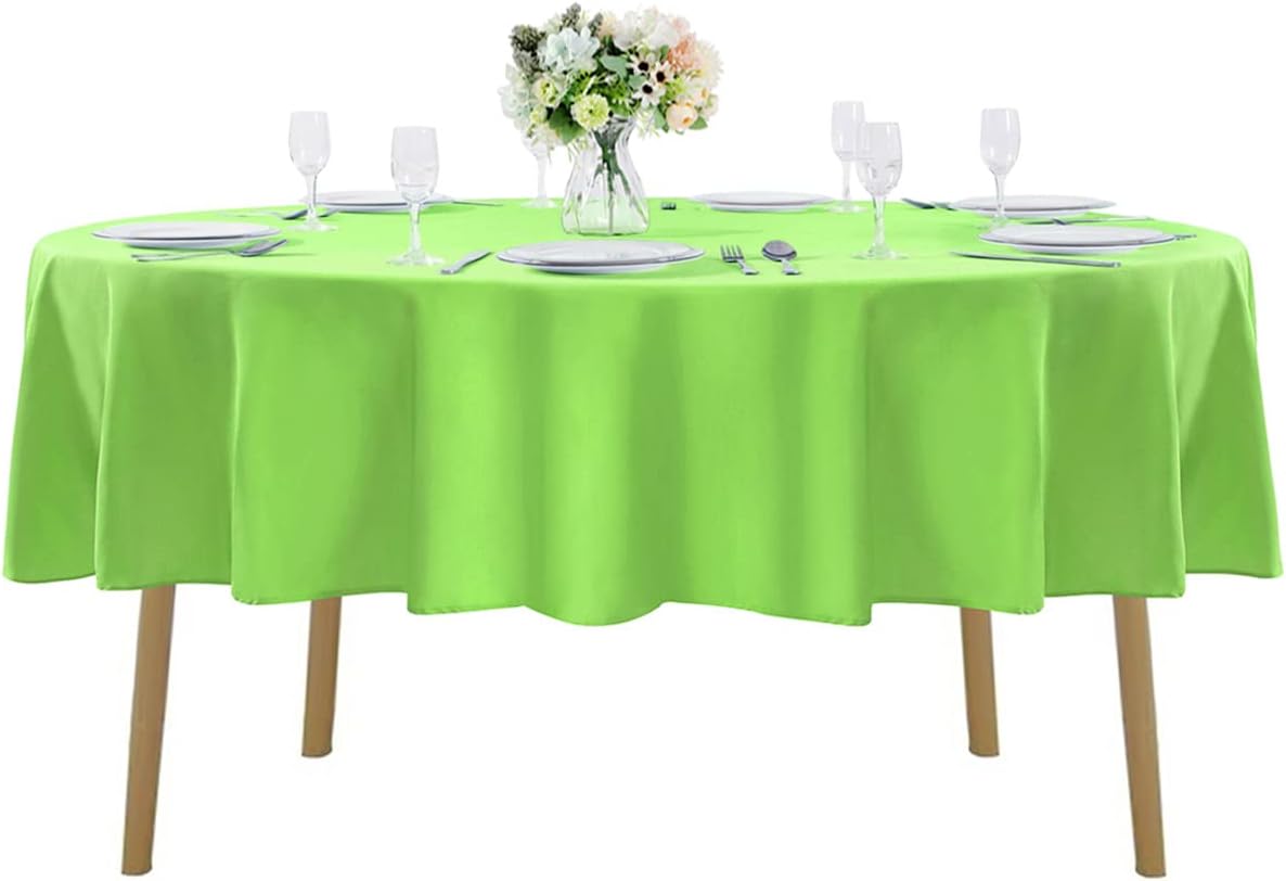 90 inch Round Tablecloth Washable Polyester Table Cloth Decorative Table Cover for Wedding Party Dining Banquet（90 inch,Apple Green）