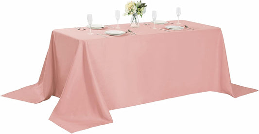 Rectangle Tablecloth 90x156 inch Washable Polyester Fabric Table Cloth for Wedding Party Dining Banquet Decoration（90x156, Dusty Pink）