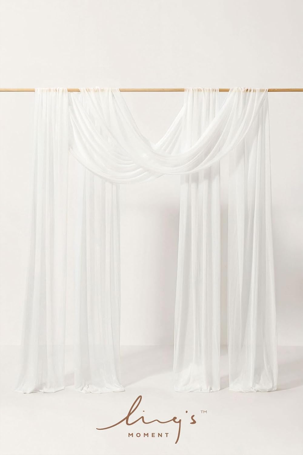 Ling's moment Wedding Arch Draping Fabric 2 Panels 32Ft x 30" Wrinkle-Free Wedding Arch Drapes Chiffon Fabric, White Curtain for Wedding Ceremony Reception Background Party Home Garden Decorations