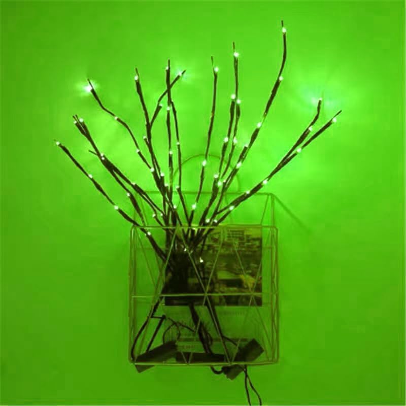 MENCH Branch Lights,3 Pcs Twig Light USB&Battery Powered 8 Flashing Modes by Remote Control.Branch Lights for Indoor, Light Up Decorations for Halloween Day and Christmas,Green