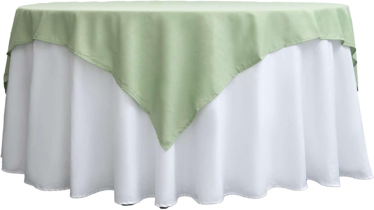 Efavormart 70" Premium Square Polyester Tablecloth for Wedding Kitchen Dining Events - Sage Green