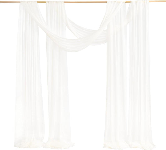 Ling's moment Wedding Arch Draping Fabric 2 Panels 32Ft x 30" Wrinkle-Free Wedding Arch Drapes Chiffon Fabric, White Curtain for Wedding Ceremony Reception Background Party Home Garden Decorations