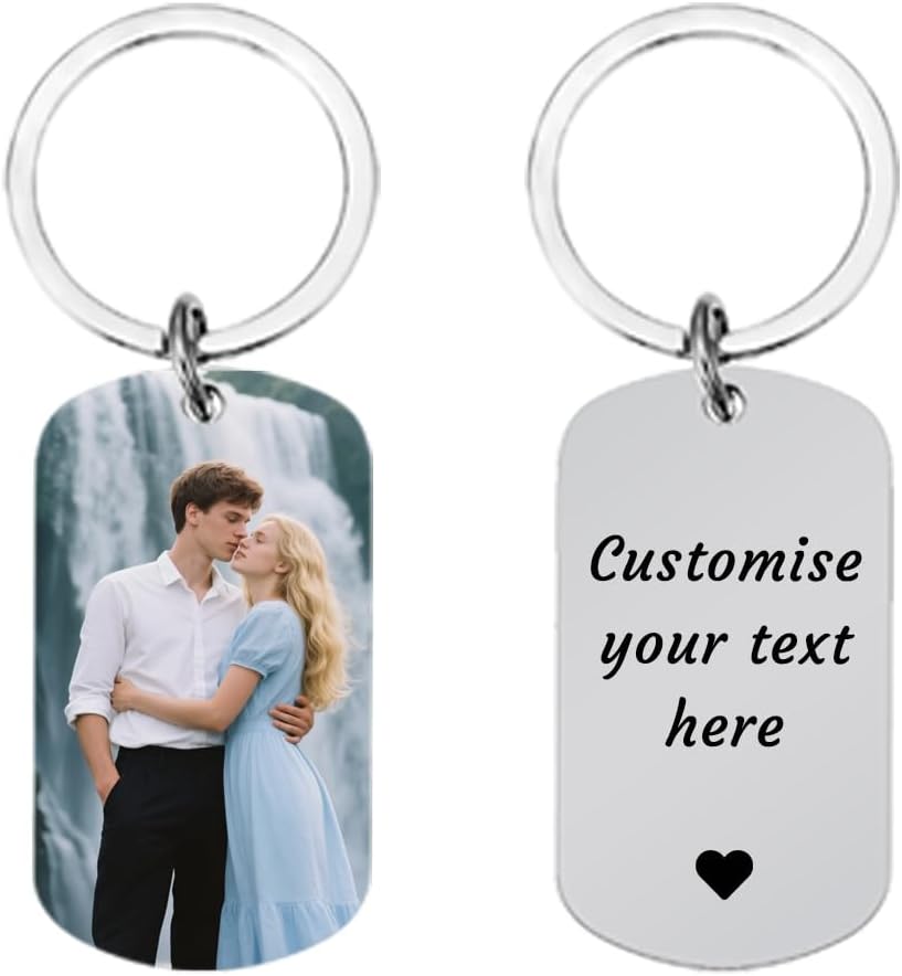 Personalised Keyring with Custom Photo & Text - Gift for Mum, Dad, Him, Her, Grandparents, Family