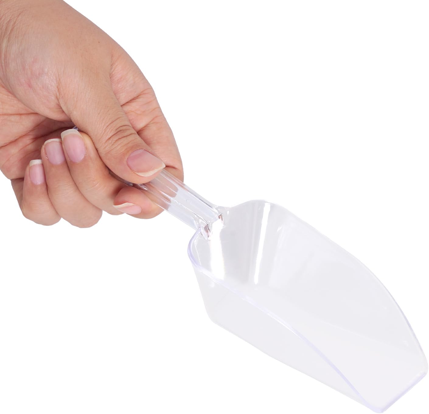 6Pcs Clear Plastic Ice Scoop, 7.5 Inch Multi-purpose Kitchen Scoops for Party Wedding Food Popcorn Snack Cookie Candy Sugar Bar Jars Freezer Dry Goods (Clear)