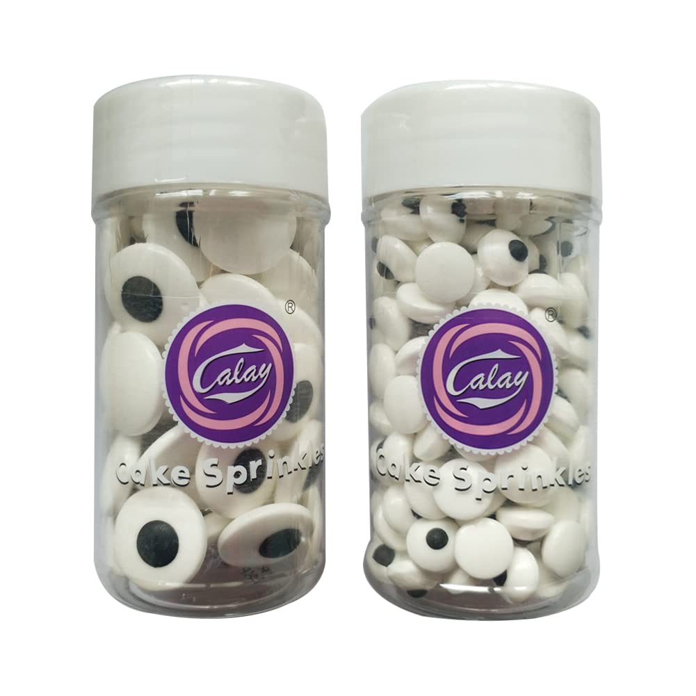 2 Bottles Candy Eyes Eyeballs - Cake Cupcake Toppers - Edible Baking Decorations for Cupcakes, Cakes, Cookies - Halloween, Christmas, Easter, and Edible Art Project Candy (Two Size Mixed)