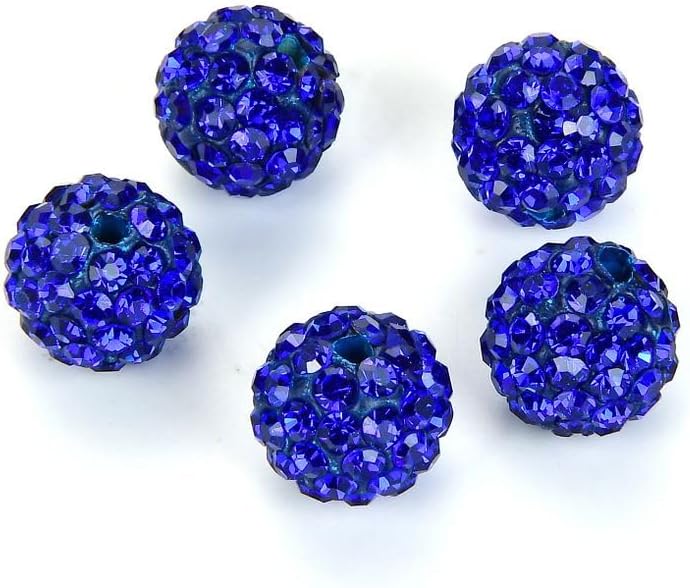 100pcs Adabele Grade A Suncatcher Crystal Rhinestone Pave Loose Beads 10mm Sapphire Blue Polymer Clay Disco Ball Spacers Compatible with Shamballa All Craft Jewelry Making DB10-13