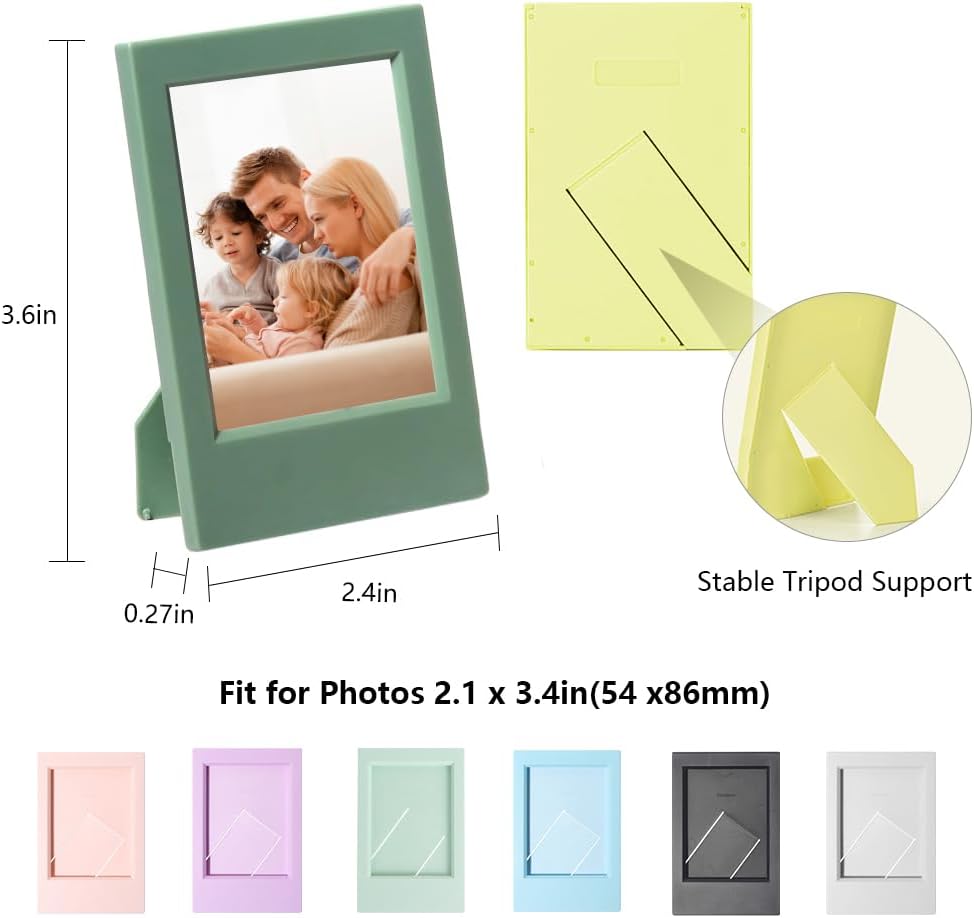 24 Pcs Polaroid Picture Frames, 2''x3'' Photo Frame for Fujifilm Instax Polaroid Film 8 Colors Mini Frame with Stand Small Wallet Size Picture Frames for Home, Office Tabletop Display