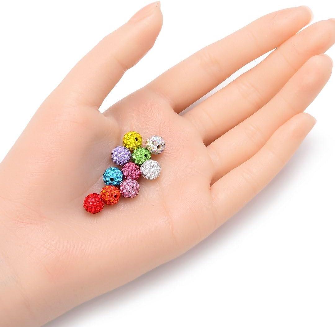 25pcs Adabele Grade A Suncatcher Crystal Rhinestone Pave Loose Beads 8mm Fuchsia Pink Polymer Clay Disco Ball Spacers Compatible with Shamballa All Craft Jewelry Making DB8-22