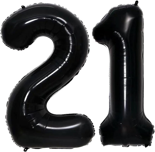 GOER Number 12 Balloons for 12th Birthday Sweet 12 Party Decorations,42 Inch Jumbo Foil Helium 21 Balloons for 21st Birthday Party Decoration (Black)