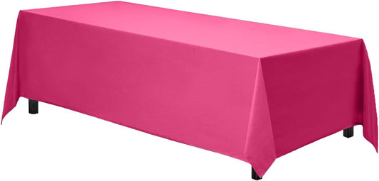 Gee Di Moda Rectangle Tablecloth - 90 x 132 Inch Fuchsia Table Cloth for 6 Foot Table with Floor-Length Drop - Heavy Duty Washable Fabric - 6 Ft Buffet Table, Holiday Party, Wedding & Baby Shower