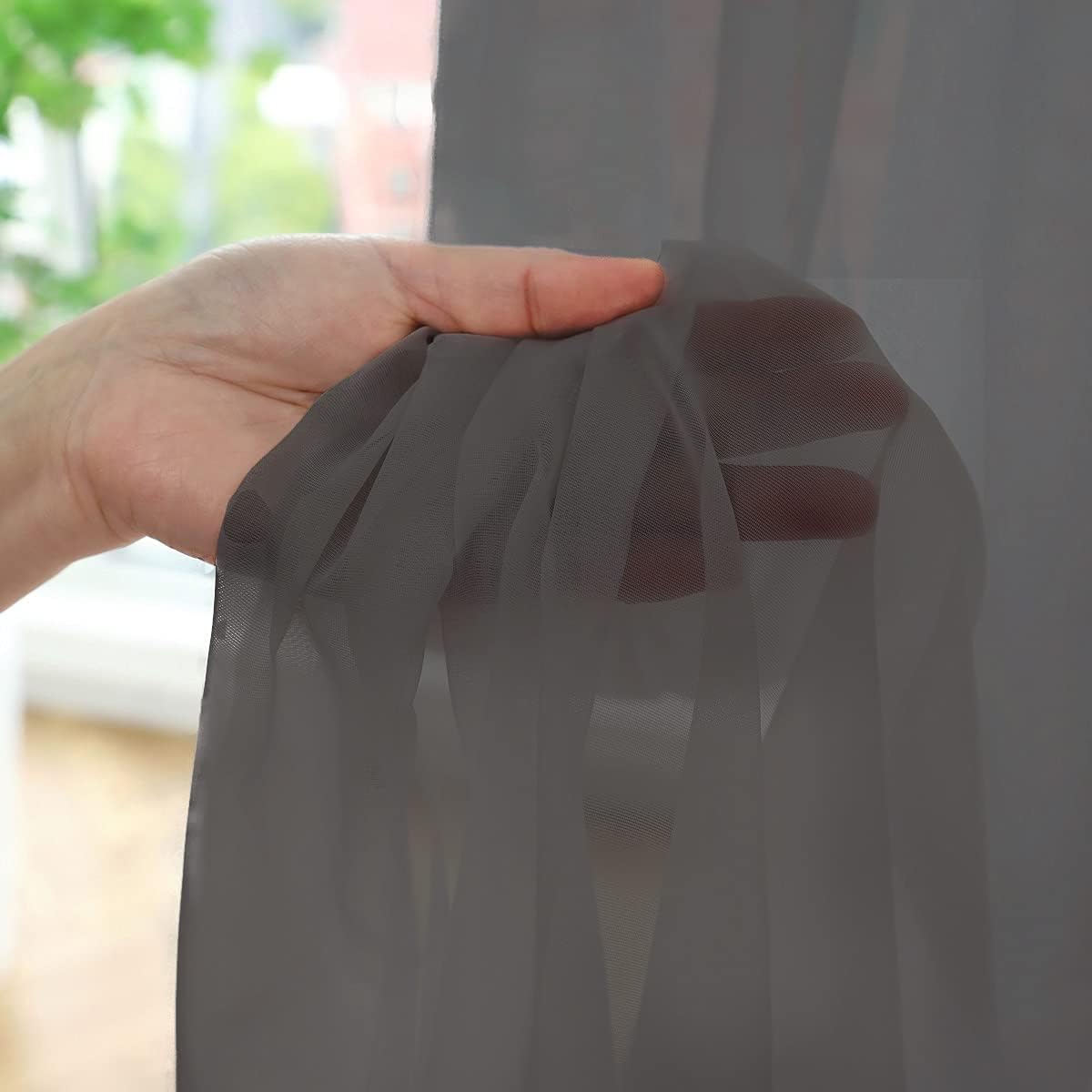 Window Dark Gray Sheer Curtains 120 Inches Long 2 Panels Sheer Curtain Basic Rod Pocket Panel for Bedroom Children Living Room Yard Kitchen (Dark Gray, 52" W x 120" L | 2 pcs)