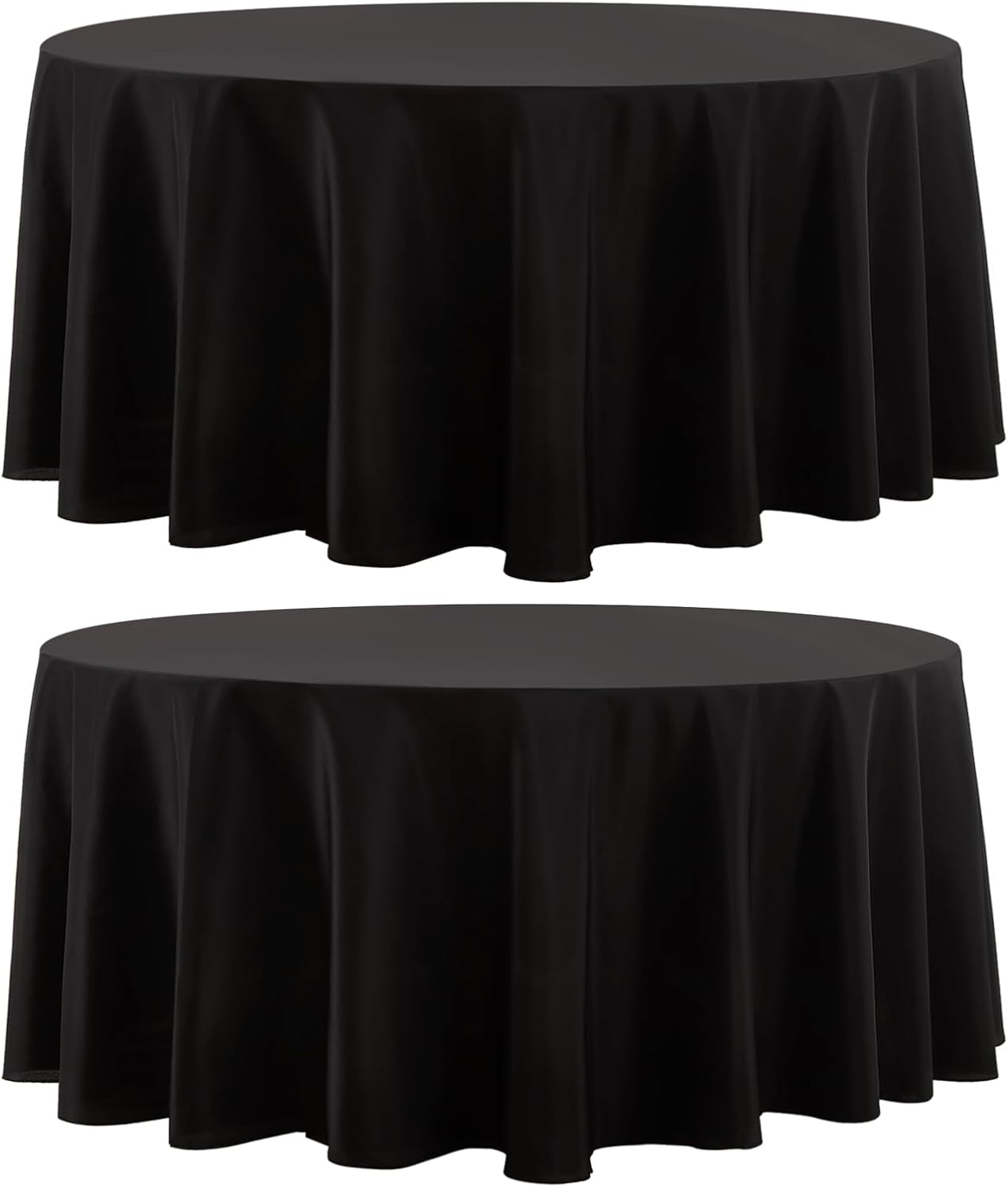 Round Tablecloth 2 Pack 90 Inch Black Tablecloths Washable Decorative Linen Polyester Table Clothes Cover for Dining Table Banquets Buffet Parties and Wedding