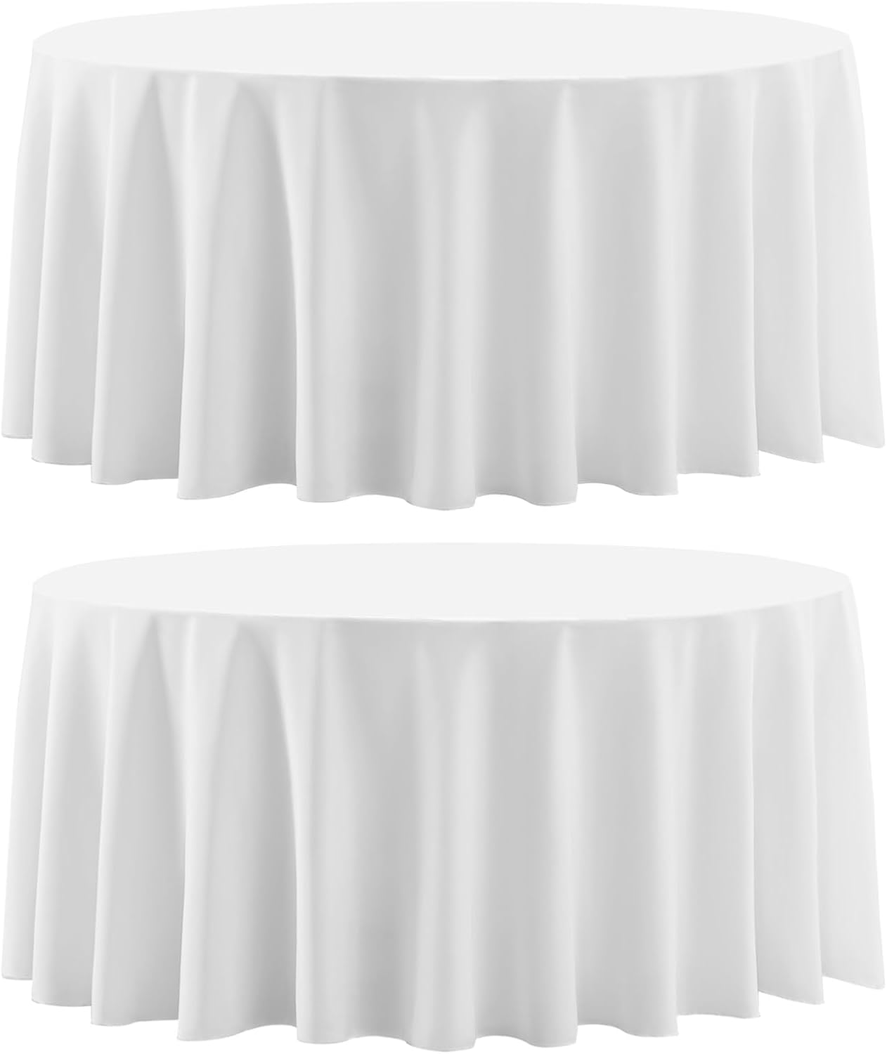 Round Tablecloth 120 Inch 2 Pack White Tablecloths Washable Decorative Linen Polyester Table Clothes Cover for Dining Table Banquets Buffet Parties and Wedding