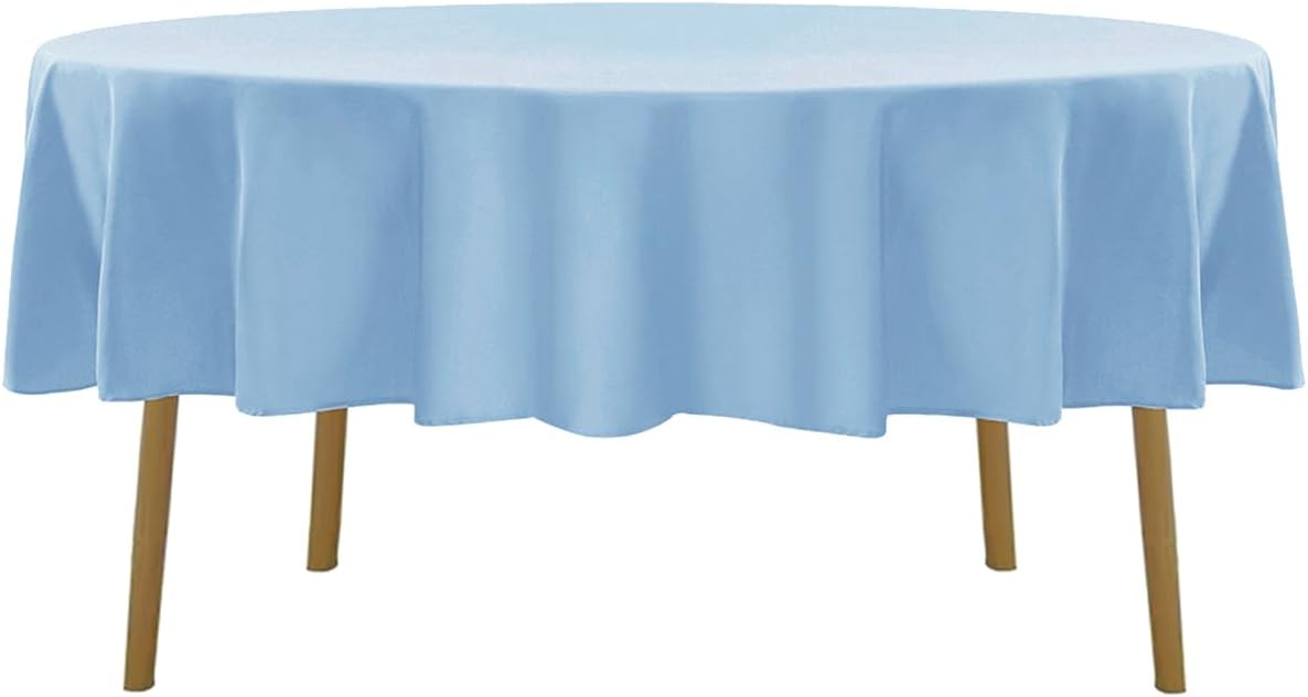 60 inch Round Tablecloth Washable Polyester Table Cloth Decorative Table Cover for Wedding Party Dining Banquet（60 inch,Blue Mist）