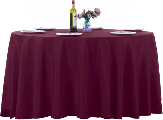 Ascoza 2pack 108 Inch Burgundy Round Tablecloth in Washable Polyester Fabric for Wedding/Banquet/Restaurant/Parties