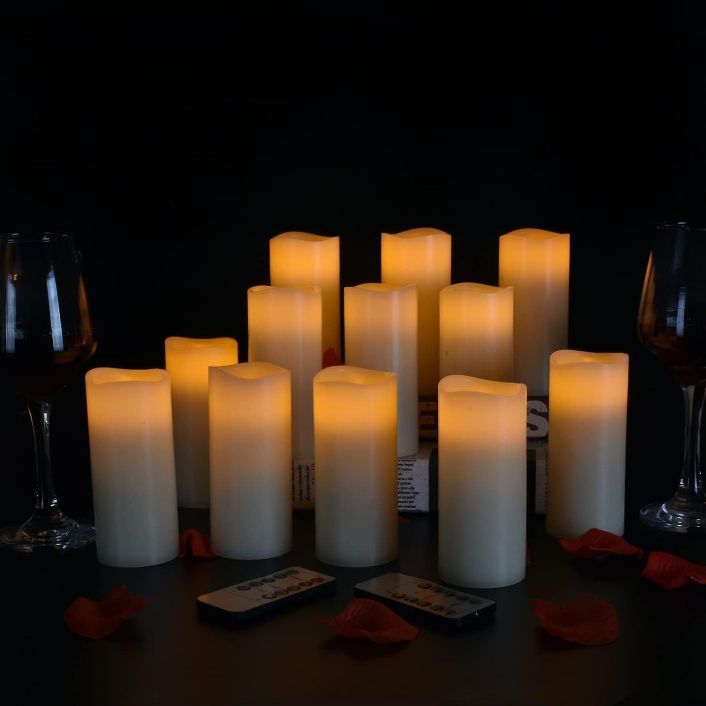 antizer Flameless Candles Battery Operated Real Wax LED Candles Set of 12 Battery Operated Candle with Remote Control for Party Wedding Holiday Decoration (D 2.2" X H 5")