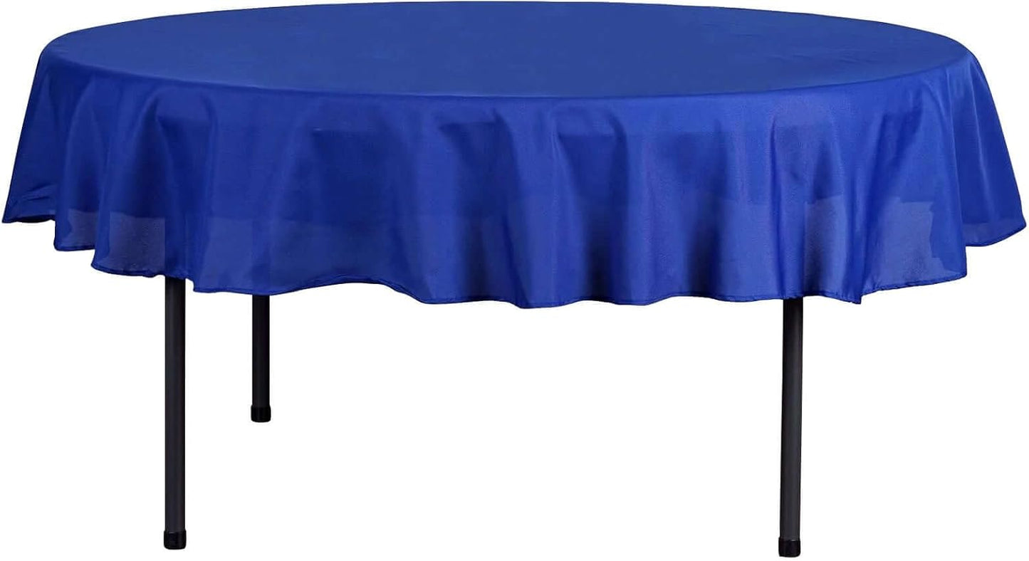 Efavormart Round Tablecloth, 90 Inch Stain & Wrinkle Resistant Washable Table Cloth, Decorative Polyester Fabric Table Cover for Banquet, Wedding, Dining- Royal Blue