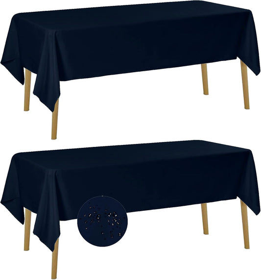 Fokitut 2 Pack Waterproof Rectangle Tablecloth, 60x120 Inch,Stain Resistant and Wrinkle Polyester Table Cloth, Fabric Table Cover for Kitchen Dining, Wedding, Party, Holiday Dinner-Navy