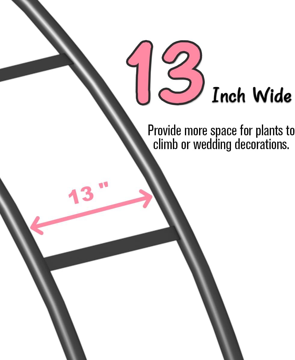 Queension Metal Arch Backdrop Stand 7Ft Wide 7.7Ft High, Wedding Arch Frame for Wedding Decorations, Balloon Arch Stand with Base for Ceremony, Outdoor Garden Arch Trellis for Climbing Plants, Black