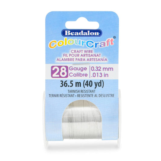Beadalon ColourCraft Wire, 28 Gauge, Silver Color, 40 yd Spool