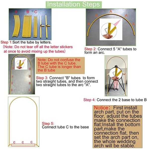 Metal Arch Backdrop Stand 7.2FT Gold Wedding Balloon Arched Backdrop Stand Square Arch Frame for Birthday Party Bridal Baby Shower Ceremony Decoration