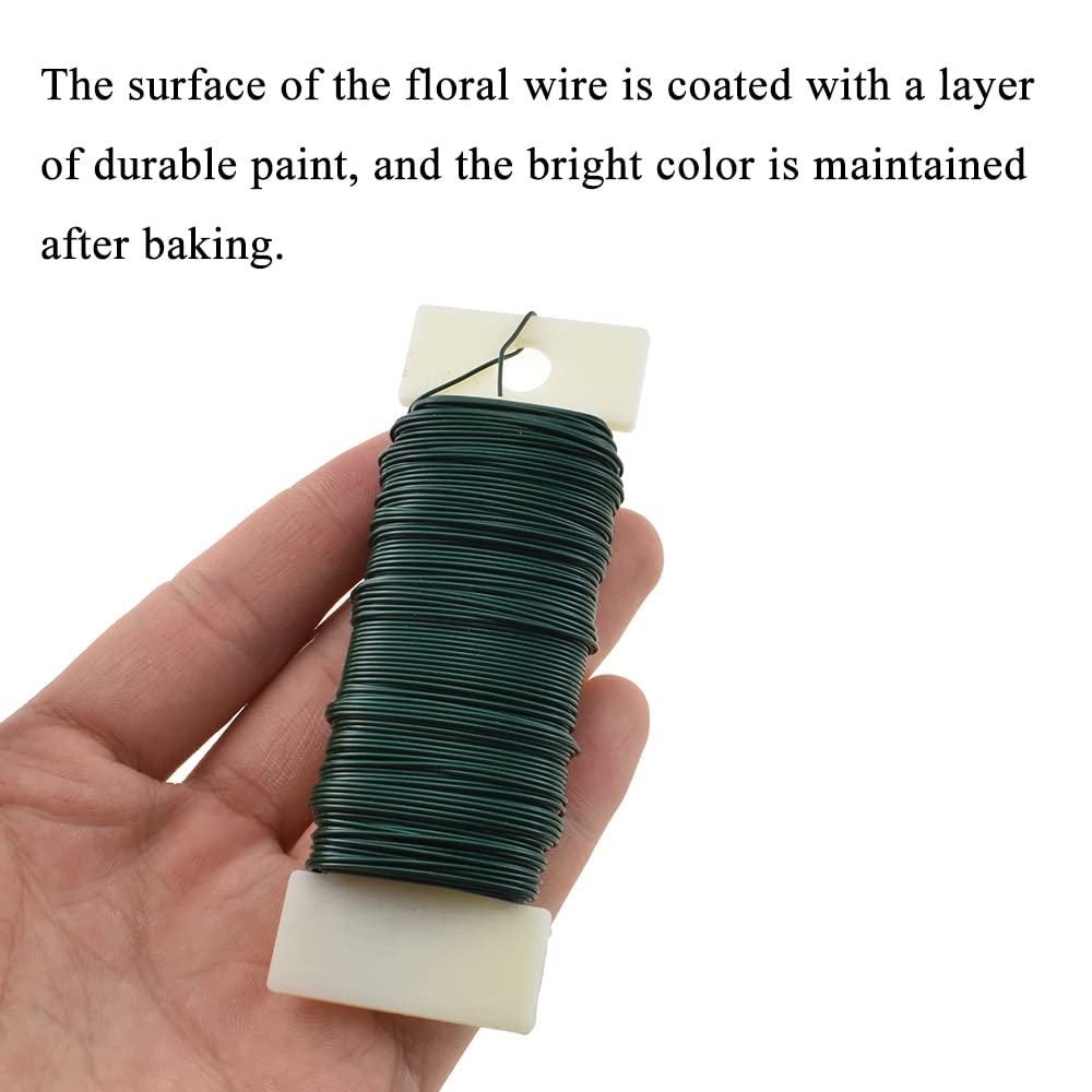 HAHIYO 22Gauge Green Flexible Metal Floral Wire - 3 Rolls Total 115 Yards (345 Feet) for Crafts, Christmas Wreaths, Tree & Flower Arrangement