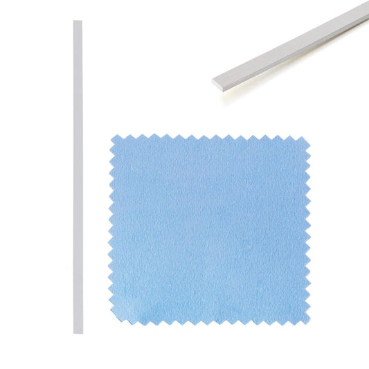 Fashewelry 1pc 925 Sterling Silver Flat Wire 3x1mm Rectangle Bezel Strip 0.3 Feet Dead Soft Metal Wire with 1pc Cleaning Cloth for Stone Cabochon Rings Bangles Jewelry Making