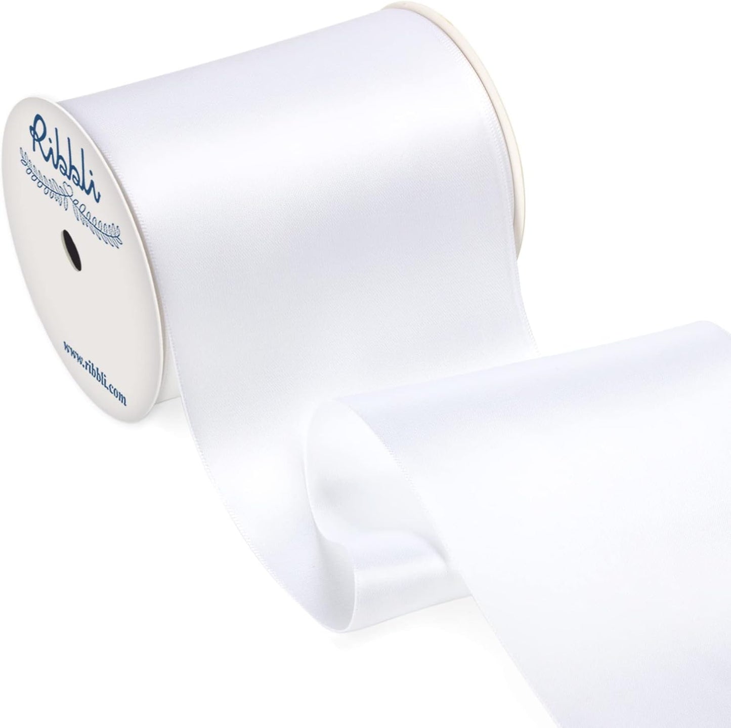 Ribbli White Satin Ribbon 4 Inch Wide White Ribbon for Wedding Chair Sash Grand Opening Ceremony Big Bows Gift Wrapping Floral Crafts Cake Decor-Double Faced Satin Continuous 10 Yards