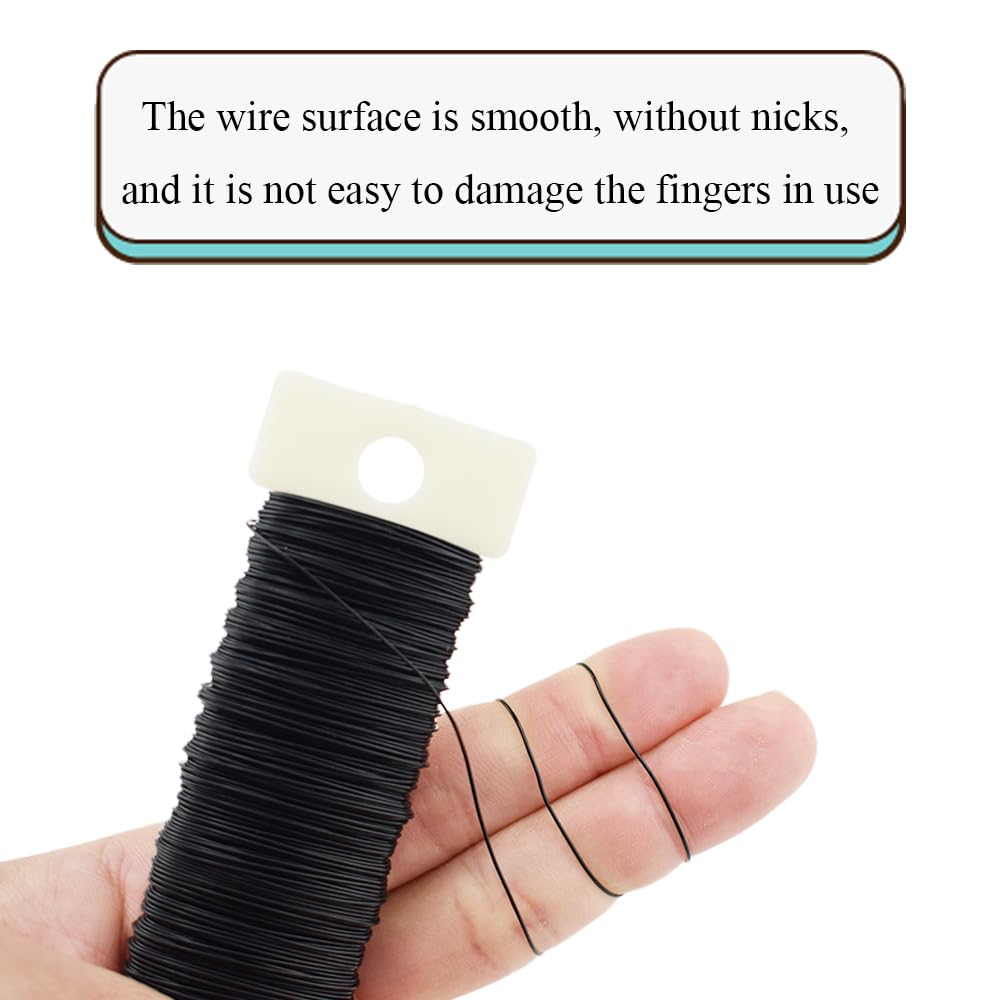 HAHIYO 22Gauge Black 3Roll Total 115Yards(345Feet) Metal Floral Wire Flexible Paddle Wire for Crafts Christmas Wreaths Tree Flower Arrangement Bouquet Wrapping Wedding DIY