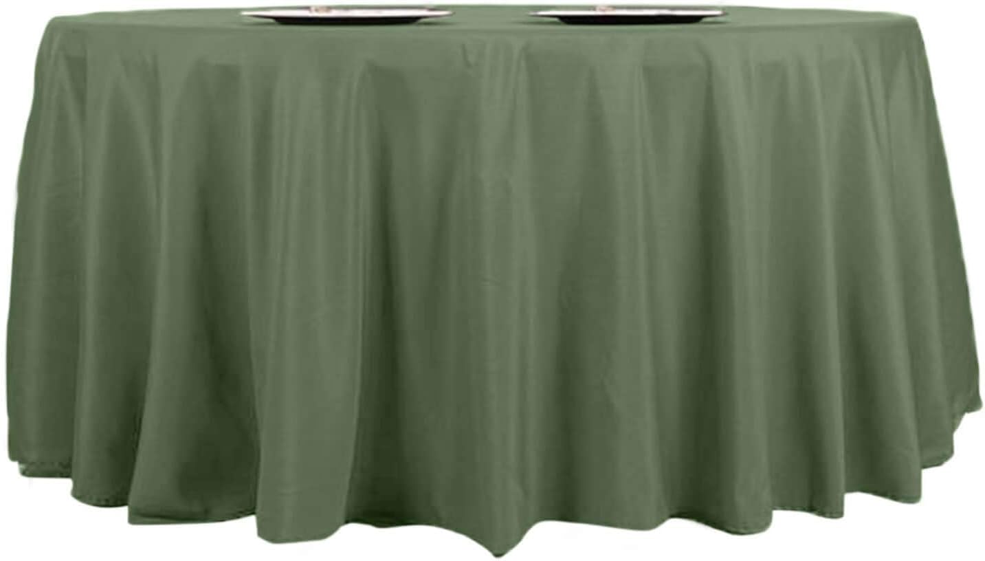 Efavormart Round Tablecloth, 108 Inch Stain & Wrinkle Resistant Washable Table Cloth, Decorative Polyester Fabric Table Cover for Banquet, Wedding, Dining- Willow Green