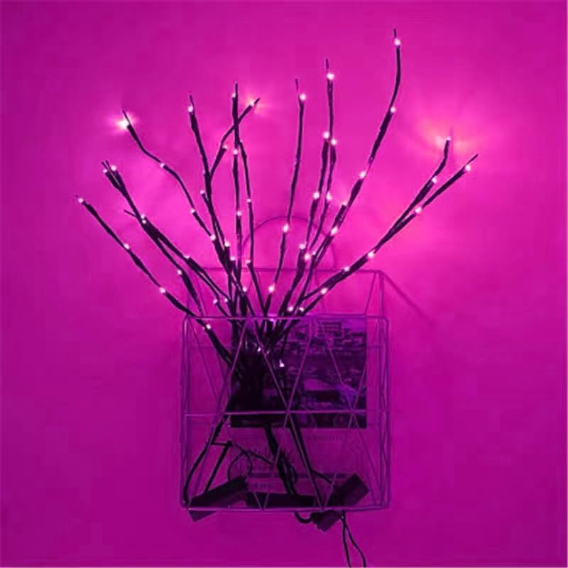 MENCH Branch Lights,6 Pcs Twig Light USB&Battery Powered 8 Flashing Modes by Remote Control.Branch Lights for Indoor, Light Up Decorations for Halloween Day and Christmas,Pink