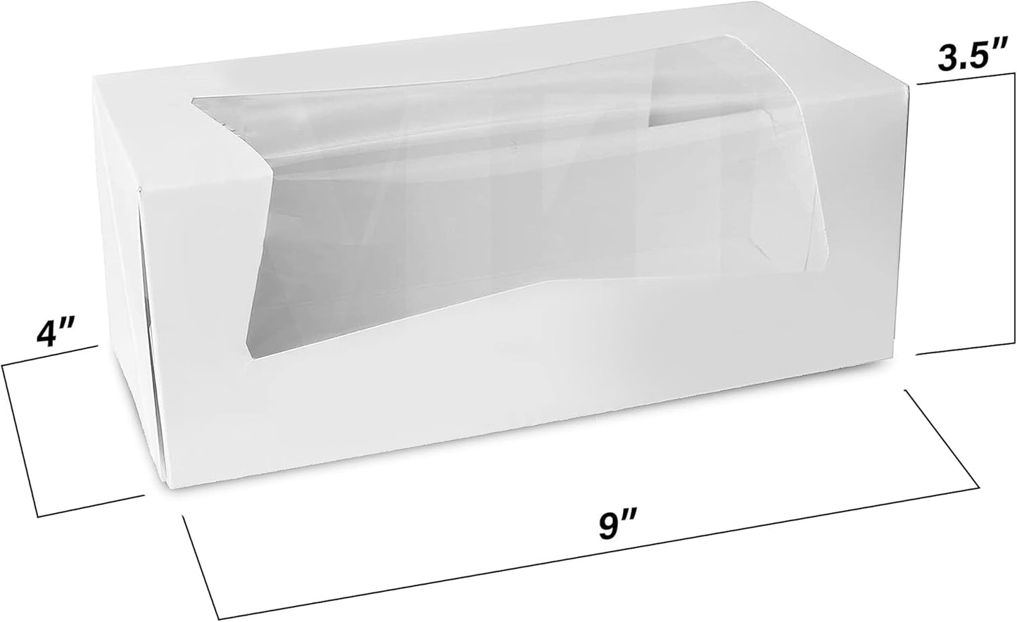 MT Products White Cupcake Boxes 9" x 4" x 3.5" - Auto Pop-Up Bakery Boxes with Window (Pack of 200) - Made in the USA