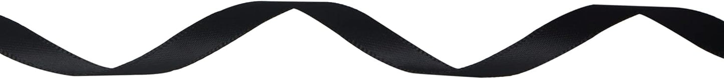 Ribbli Double Faced Black Satin Ribbon,1/4” x Continuous 25 Yards,Use for Bows Bouquet,Gift Wrapping,Floral Arrangement