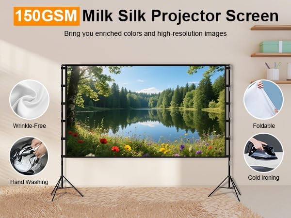iMounTEK Backdrop Stand with Projector Screen - 16:9 4K HD 120 inch Portable Projector Screen Outdoor Indoor Lightweight Movie Screen with Carry Bag for Wedding Home Backyard Movie Night