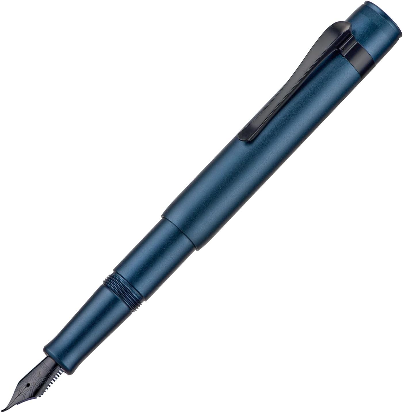 Hongdian M2 Black Forest Mini Fountain Pen, Bent Nib & Sleek Shape Aluminium Short Pocket Travel Pen (Midnight Blue)