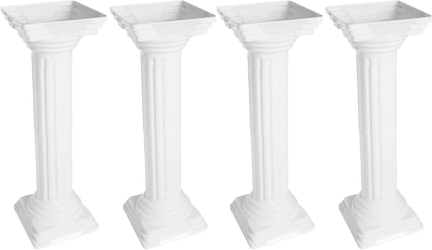 Roman Pillars Decoration Party Flower Pot Columns Set 4Pcs 10.83x10.83x33.86in Decor Pedstal Stand Flower Floral Wedding Party Event Road Decorative Columns (10.83x10.83x33.86in)