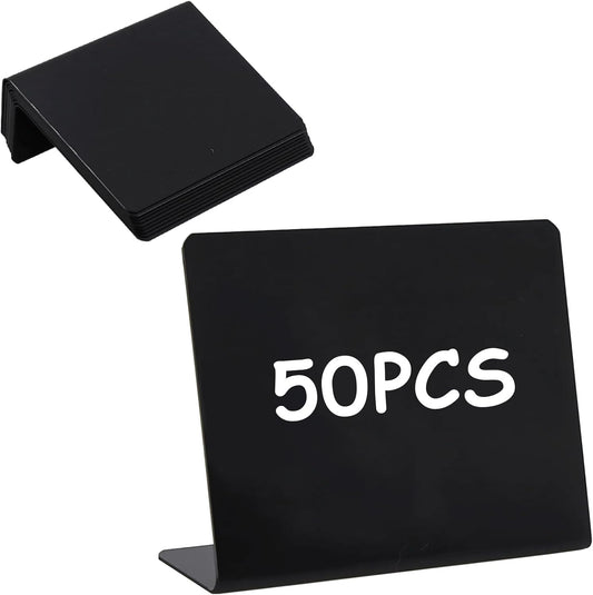 50Pcs Food Labels for Party Buffet PVC Erasable Writing Pad Mini Chalkboard Signs Thickened and Durable Occasions are Birthday Bakery Wedding Price Display Boards
