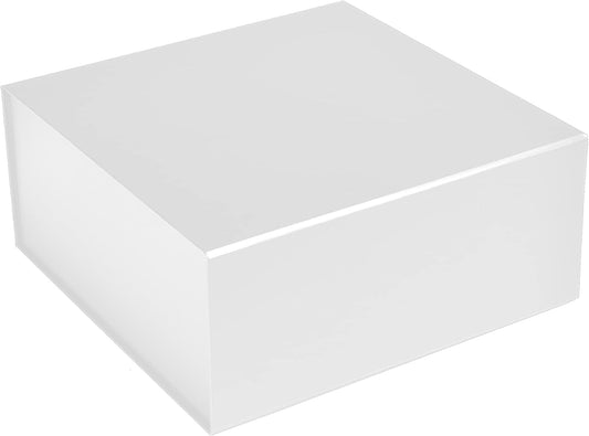 CECOBOX - Gift Boxes with Lids for Presents 6"x6"x2.75" - Matte, Collapsible Magnetic Closure Gift Box - Groomsmen & Bridesmaid Proposal Boxes, Wedding, PR, Birthdays, Holidays (White)