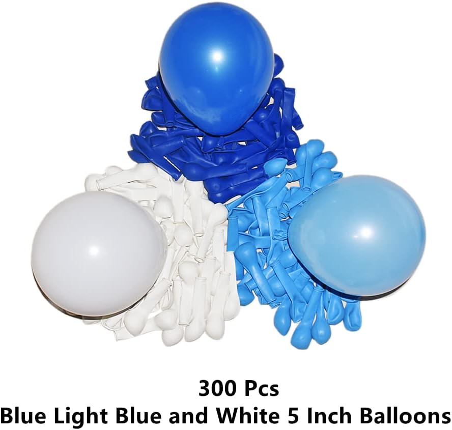 300 Pack Blue and White Balloons 5 Inch Mini Blue Light Blue White Latex Small Balloons Set for Birthday Wedding Bridal Baby Shower Supplies Graduation Party Decorations