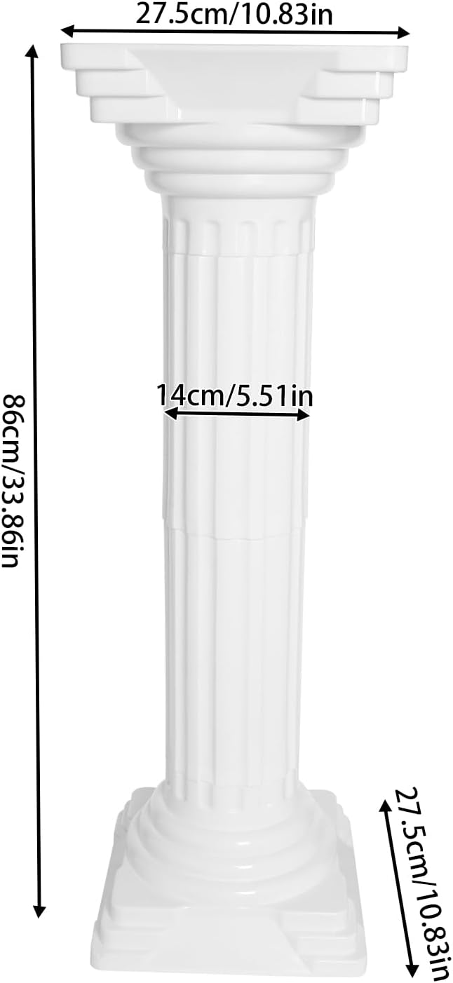 Roman Pillars Decoration Party Flower Pot Columns Set 4Pcs 10.83x10.83x33.86in Decor Pedstal Stand Flower Floral Wedding Party Event Road Decorative Columns (10.83x10.83x33.86in)