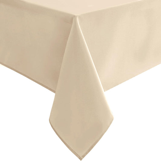 Hiasan Rectangle Tablecloth - Waterproof Washable Fabric Table Cloth for Wedding, Banquet, Gathering and Dining Room, 90 x 156 Inch, Beige