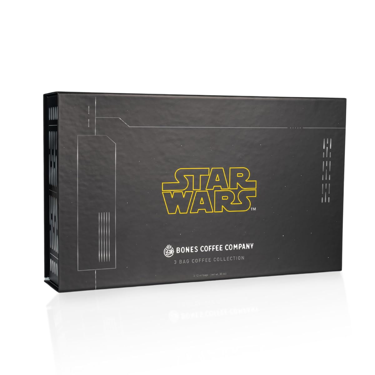Bones Coffee Company Star Wars Collector's Box Flavored Coffee, Low Acid Medium Roast Arabica Beans Coffee Gifts, Star Wars Inspired, For Auto Drip and French Press,12 oz Pack of 3 Ground