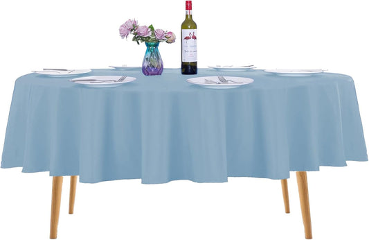 Ascoza 2pack 70 Inch Blue Mist Round Tablecloth in Washable Polyester Fabric for Wedding/Banquet/Restaurant/Parties