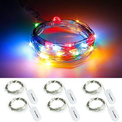 CYLAPEX 6 Pack Multicolor Fairy Lights String Battery Operated Fairy Lights Firefly Lights LED Starry String Lights 3.3ft 20 LEDs Silvery Copper Wire for Christmas DIY Decoration Costume Wedding Party