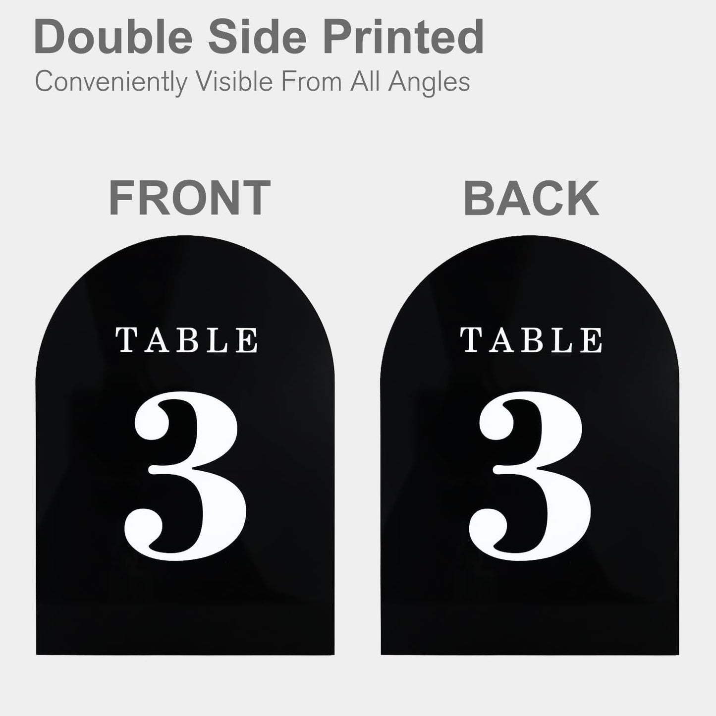 Wedding Table Numbers 1-30, Acrylic Arch Signs with Natural Wood Stands Holders, Rustic Table Decor for Reception & Parties (Black White)