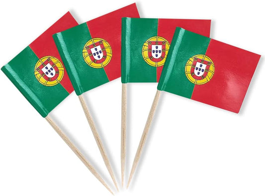 Portugal Flag Portuguese Flag, Small Mini Portugal Toothpick Flags for Food, Cupcakes, Cocktails, Appetizers, Bar Party Decorations