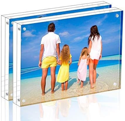 Meetu Acrylic Picture Frame 5x7 Tabletop Photo Frame Magnetic Double Sided Frame Free Standing Desktop for Display Document, Certificate, Photograph, Artwork in Office Room