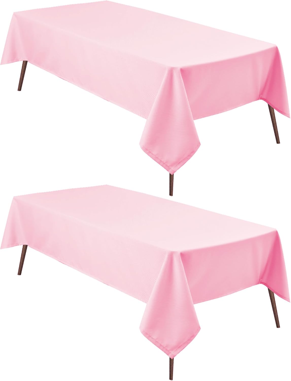 Hiasan 2 Pieces Pink Tablecloth Rectangle - Washable Waterproof Fabric Oblong Table Cloth for Card Tables, Party and Dining, 54 x 80 Inch