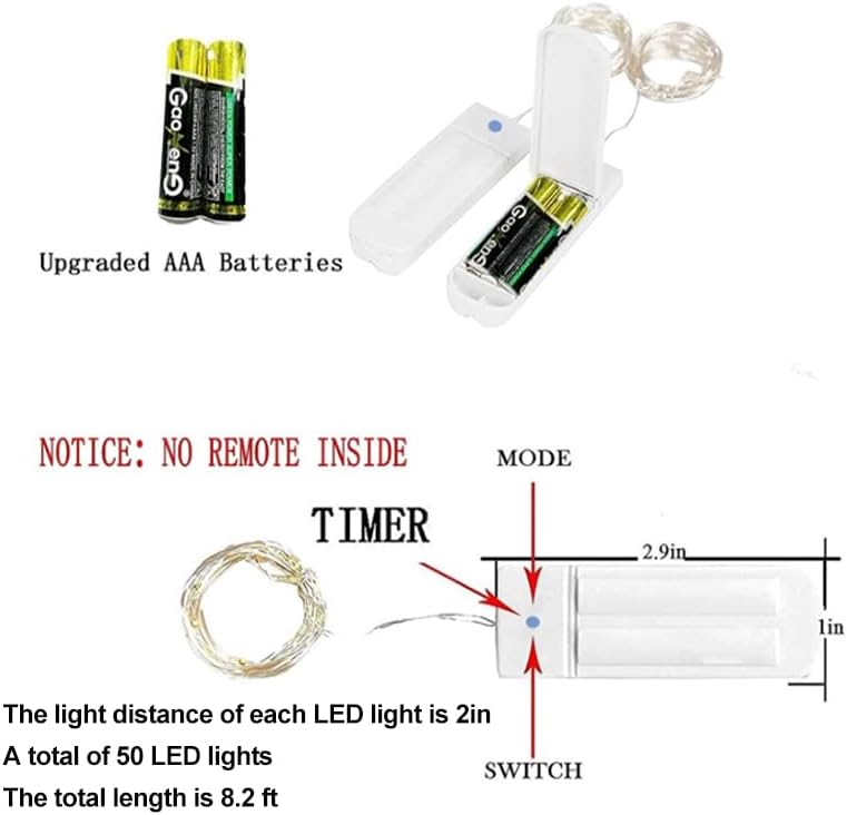 ZNYCYE 50 LED Fairy Lights with Timer, 8.2Ft 8 Modes Battery Operated, 4 Pack Mini Led String Lights for DIY Wedding Bedroom Mason Jar Vases Table Party Christmas Decoration (Cool White)