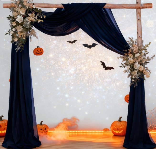 Fall Navy Blue Wedding Arch Draping Fabric 1 Panel 29" × 20FT Sheer Drapes Outdoor Curtain for Wedding Ceremony Baby Bridal Shower Arch Ceiling Backdrop Decor